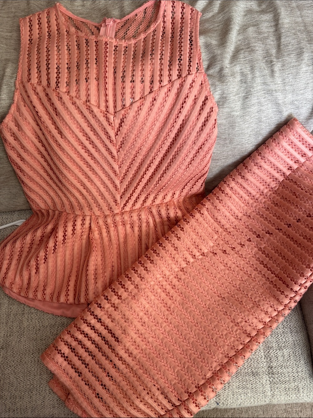 NWT New York & Company Peach crocheted grandmacore Lace Two-Piece Set